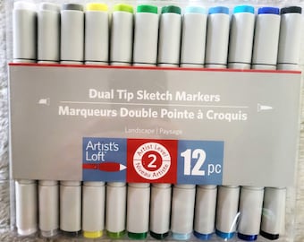 Dual Tip Sketch Markers Artists Loft 12 Pc Alcohol Based Permanent