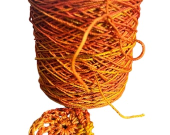 150 yards Hand dyed  crochet thread - cotton thread - crochet - tatting tool - cotton crochet thread - crochet -   orange colors