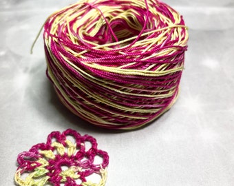 150 yds Hand dyed crochet threads - tatting - size 10 - crochet supply - weaving supply - knitting supply - variegated thread - Roses -