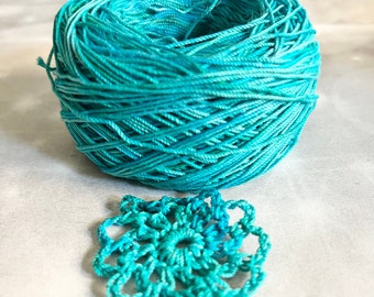 150 yds Crochet thread hand dyed  - cotton thread -- cotton crochet thread - crochet supplies - weaving threads - Ocean Blue - threads