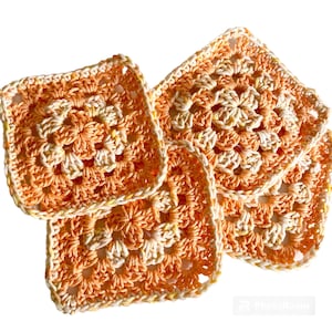 Granny Square Coasters: Fall Colors, Cotton Drink Coasters (Set of 4)