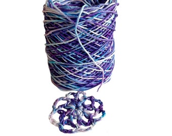 50 yds hand dyed crochet thread - cotton thread - crochet  - tatting tool - cotton crochet thread - crochet supply - purple - size 10