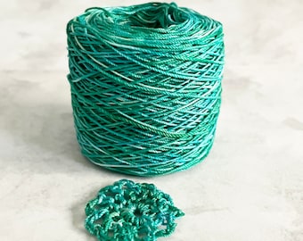 150 yds hand dyed crochet thread - greens cotton thread - crochet  - tatting tool - cotton crochet thread - crochet supply- Green Beans -