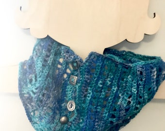 Cowls - Cowl scarf - teal blue  crochet cowl - neck warmer scarf - crochet neck warmer - gifts for her - winter - slouchy cowl - neck cowl -