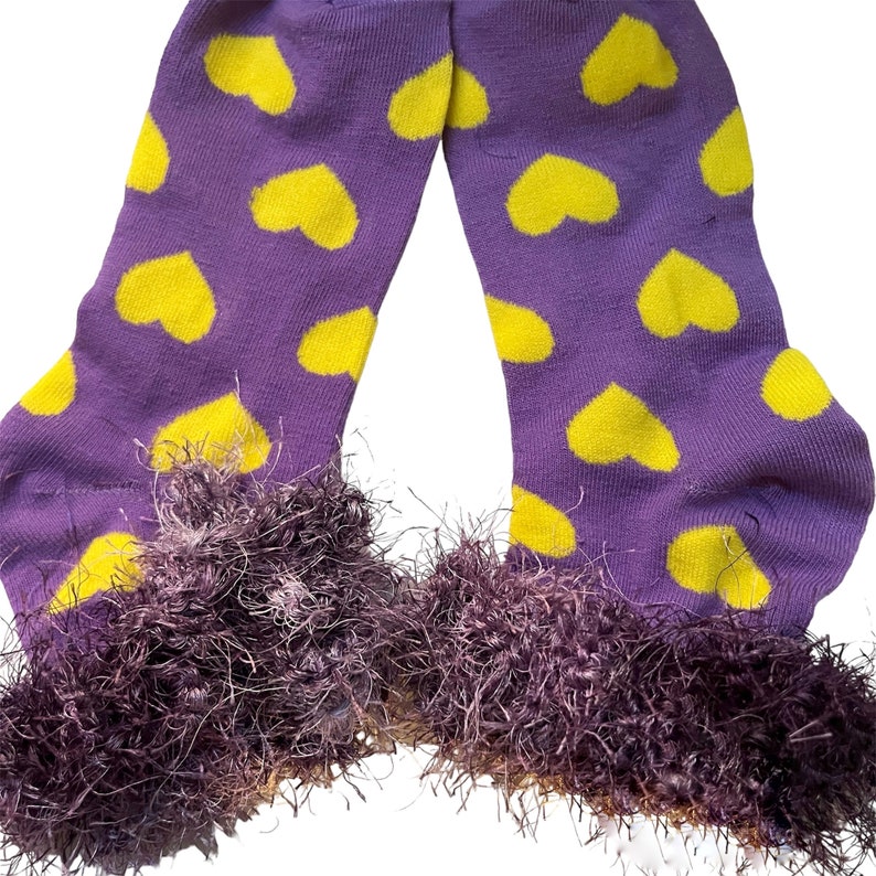 Heart Socks ankle socks socks with hearts purple womens socks socks colorful socks cuff socks cuff socks embellished socks image 3