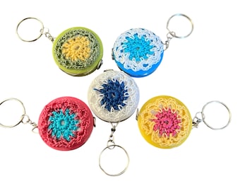 Tape Measure Keychain - 60 Inch Range -Crochet Flower