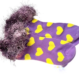 Heart Socks ankle socks socks with hearts purple womens socks socks colorful socks cuff socks cuff socks embellished socks image 2