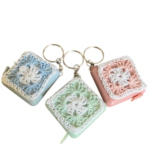 Granny Square Crochet Tape Measure Keychain - 60 Inch