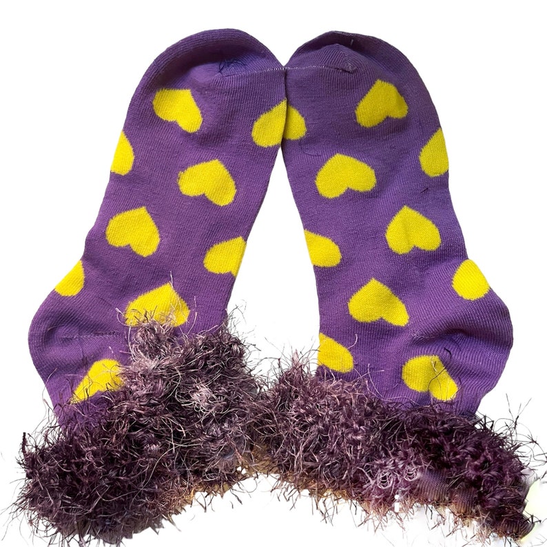 Heart Socks ankle socks socks with hearts purple womens socks socks colorful socks cuff socks cuff socks embellished socks image 1