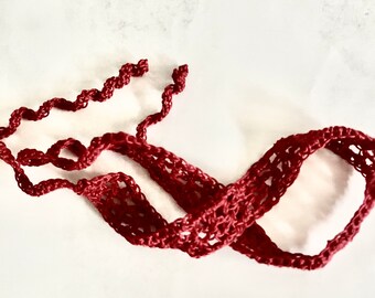 Red Crochet Choker: Handmade Cotton Lace Necklace
