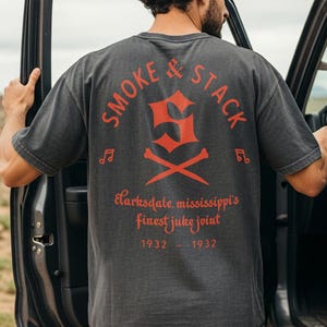 Camiseta de Juke Joint Smoke & Stack, camisa de colores cómodos de película de terror de vampiros