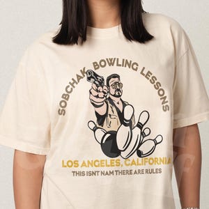 Sobchak Bowling T-Shirt, Comfort Colors Unsiex Funny 90s Movie Apparel, The Dude Walter Bowling Sports Movie Graphic Tee Shirt Memorabilia