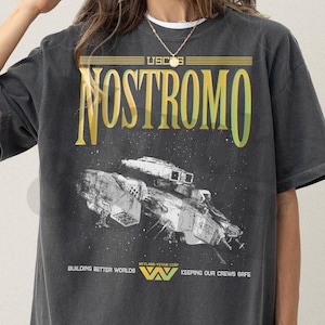 Nostromo Graphic Tee, Retro Sci-Fi Horror Movie Apparel, USCSS Nostromo Alien Xenomorph Shirt, Grunge weyland yutani Streetwear Merch
