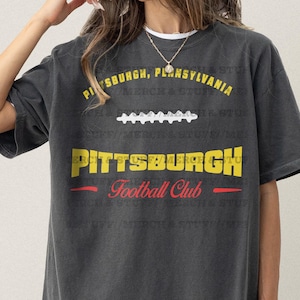 Retro Pittsburgh Football T-Shirt: Vintage Black & Gold Fan Apparel