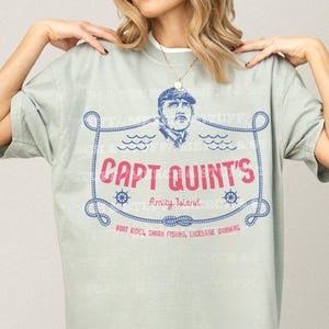 Captain Quint Graphic Tee, Unisex Funny Fish Shark Movie Memorabilia T-Shirt, Retro Amity Island Summer Beach Apparel for Men & Women