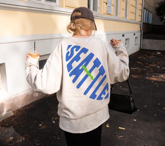 Throwback Seattle Football Sweatshirt, Retro Royal & Lime Seattle Game Day Crewneck