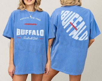 Retro Buffalo Football T-Shirt: Red & Blue Vintage Fan Apparel