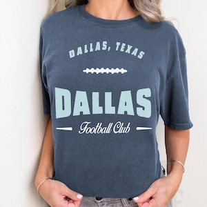 Dallas Football T-Shirt, Retro Unisex Navy & Silver Game Day Shirt, Cute Vintage Dallas Texas Football Jersey Graphic Tee Memorabilia