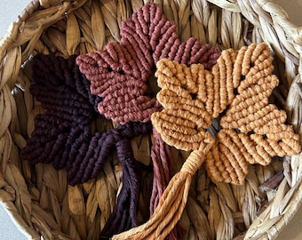 Macrame Maple Leaf Coaster: Boho Fall Table Decor