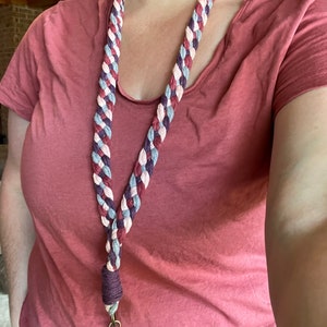 Macrame Lanyard - Custom Macrame Keychain - Stocking Stuffer - Braided Key Fob - Lobster Claw Keychain - Gift for Teachers - Back to School