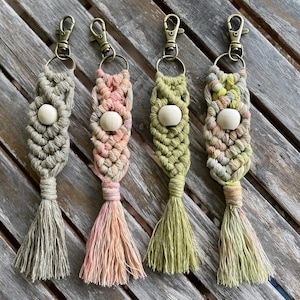 Macrame Keychain Wristlet: Braided Recycled Cotton Key Fob