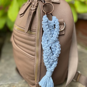 Braided Macrame Keychain: Boho Bag Tassel, Recycled Cotton