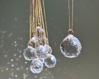 Rainbow Prism Suncatcher: Boho Car Charm with 10" Gold Chain