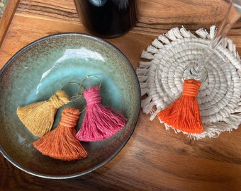 Macrame Tassel Wine Charms: Boho Stem Glass Markers, Set of 4