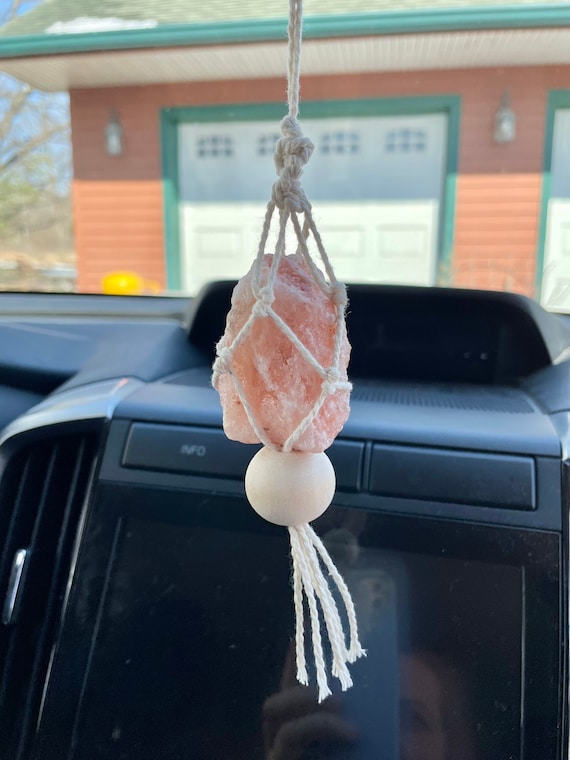 Himalayan Sea Salt Car Charm Rearview Mirror Accessories Car Air Purifier New Driver Gift Car Crystals Boho Accessory Macrame Etsy