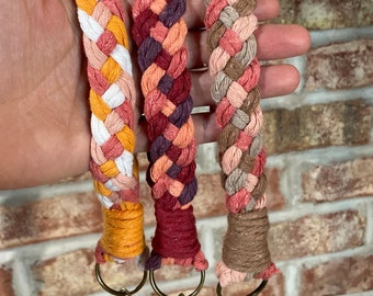 Macrame Keychain - Custom Macrame Wristlet - Stocking Stuffer - Braided Key Fob - Lobster Claw Keychain - Gift for Mom - Boho Keychain