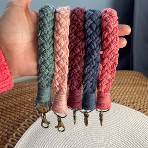 Braided Macrame Wristlet Keychain: Boho Key Fob with Lobster Claw
