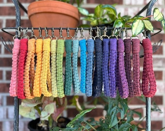 Bulk Macrame Keychain Wristlet: Recycled Cotton Boho Keychain - Bridesmaid Favors