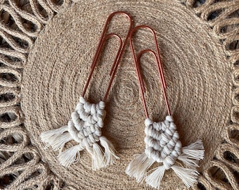 Rose Gold Macrame Paperclip Bookmark: Boho Planner Clip