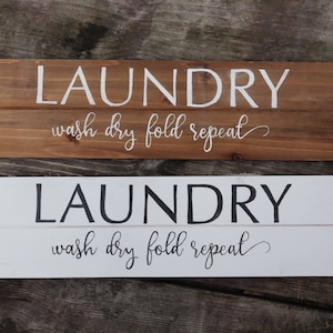 Rustikales Holzschild für die Waschküche: &quot;&quot;Wash Dry Fold&quot;&quot;&quot;