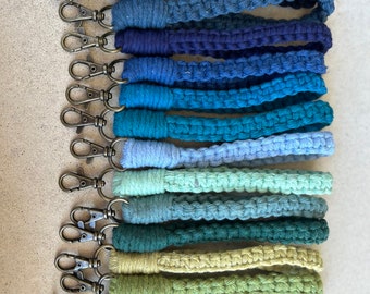 Macrame Wristlet Keychain: Recycled Cotton Braided Key Fob