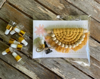 Macrame Car Vent Clip: Boho Essential Oil Diffuser, Natural Air Freshener