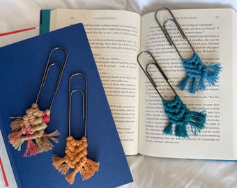 Macrame Paperclip Bookmark: Recycled Cotton Boho Planner Clip