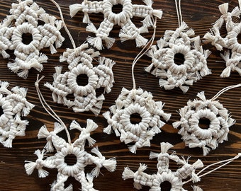 Handmade Macrame Snowflake Ornament: READY TO SHIP