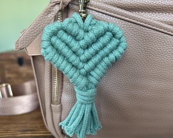 Macrame Heart Keychain: Boho Bag Tassel, Eco-Friendly Gift