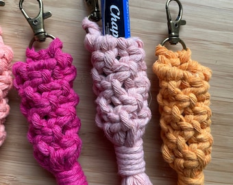 Macrame Lip Balm Holder Keychain: Boho Chapstick Pouch