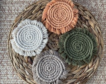 Macrame Coaster: Braided Cotton Trivet, Boho Decor