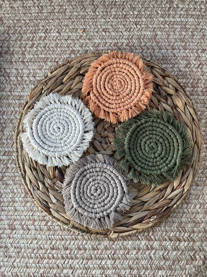 Handmade Macrame Coaster: Boho Braided Cotton Trivet image 4