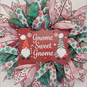 Gnome Sweet Gnome Christmas Holiday Wreath image 1