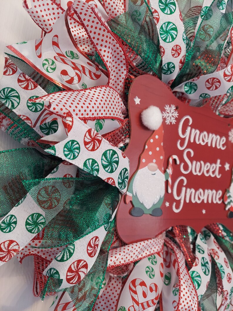 Gnome Sweet Gnome Christmas Holiday Wreath image 3