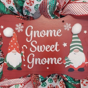 Gnome Sweet Gnome Christmas Holiday Wreath image 2