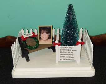 Christmas in Heaven Park Scene, Personalized Christmas in Heaven, Photo Memorial, Empty Chair, Christmas Keepsake