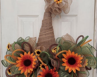 Fall Sunflower Hat Wreath