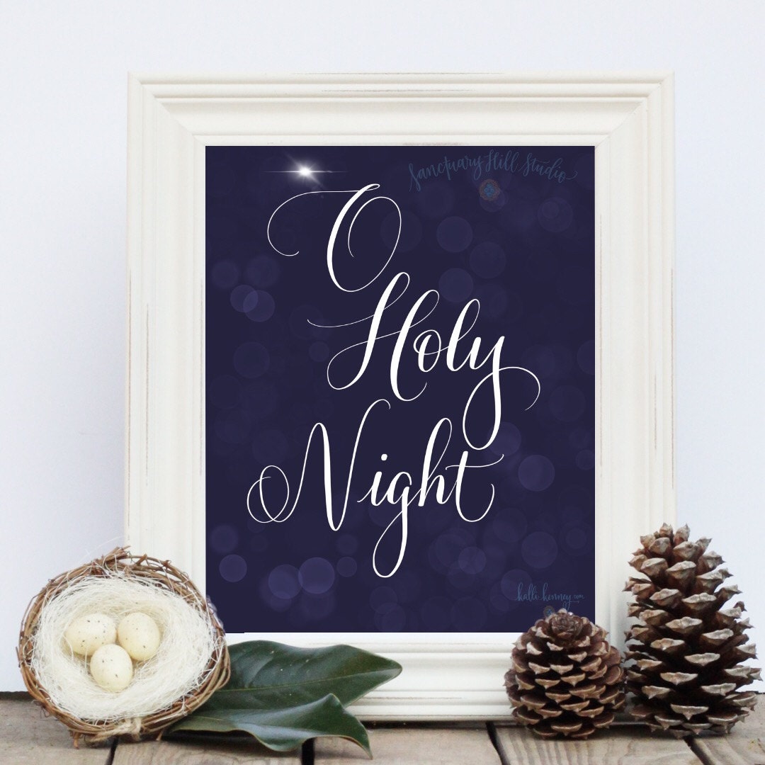 O Holy Night Christmas Hand Lettered Digital Whimsical - Etsy