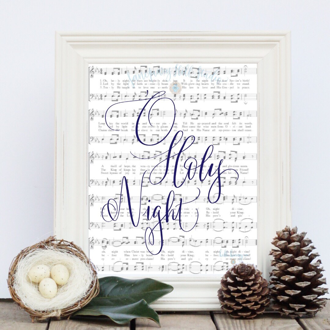 O Holy Night Christmas Hand Lettered Digital Whimsical - Etsy