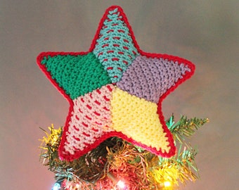 Christmas Tree Topper, Christmas Tree Star, Star Tree Topper, Kitschy Christmas Decor, Crochet Tree Topper, Christmas Tree Topper Unique